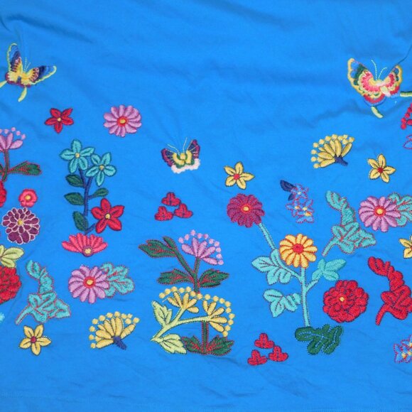 Johnny Was JW Los Angeles Embroidered Butterfly & Flowers Maxi Dress Size Large - Picture 12 of 12